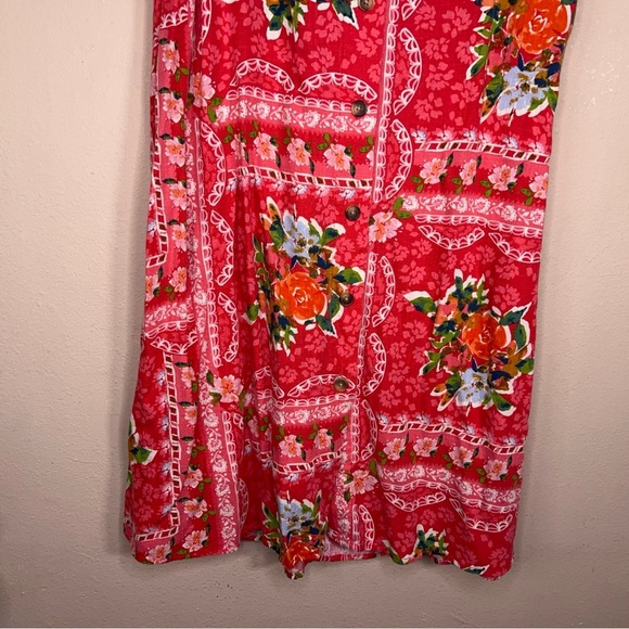 Small LC Lauren Conrad Linen Blend Skirt Fuchsia Pink Rose Floral Aline Lined - Picture 3 of 13